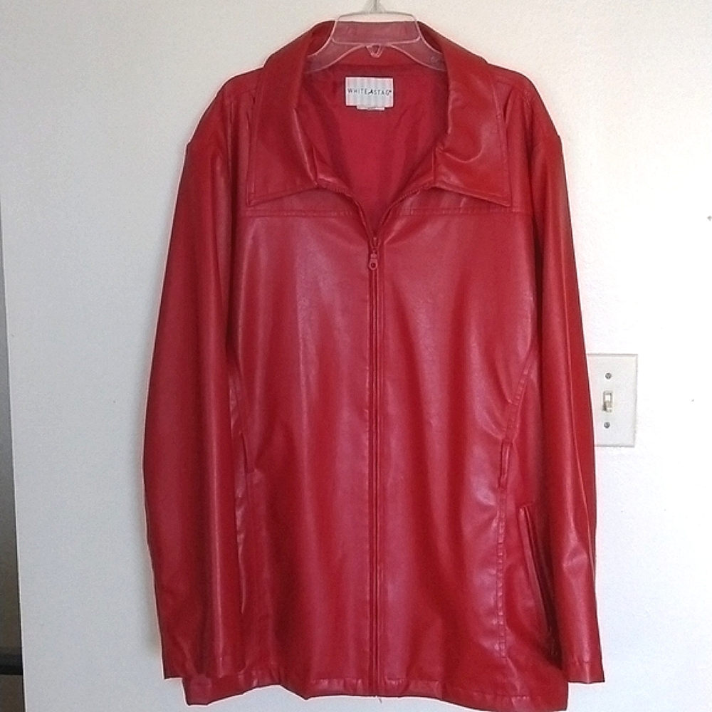 White Stag Ladies Plus Faux Red Leather Coat Sz. 2X - Picture 2 of 10